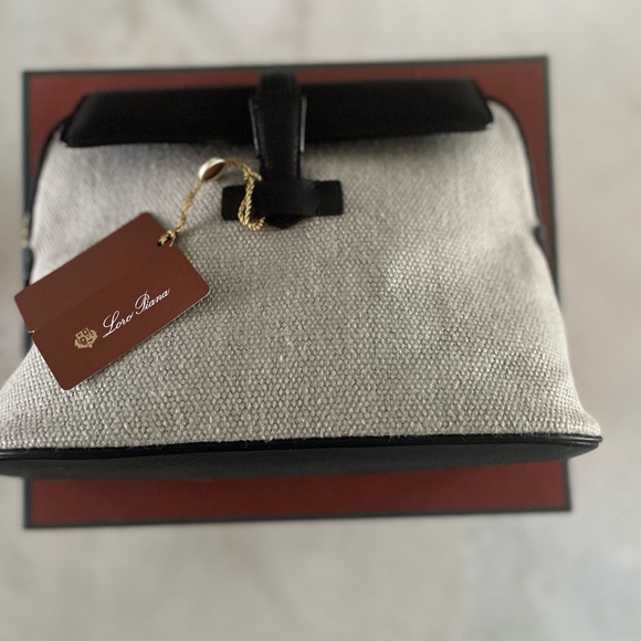 Loro Piana leather-trimmed canvas pouch - Picture 8 of 9